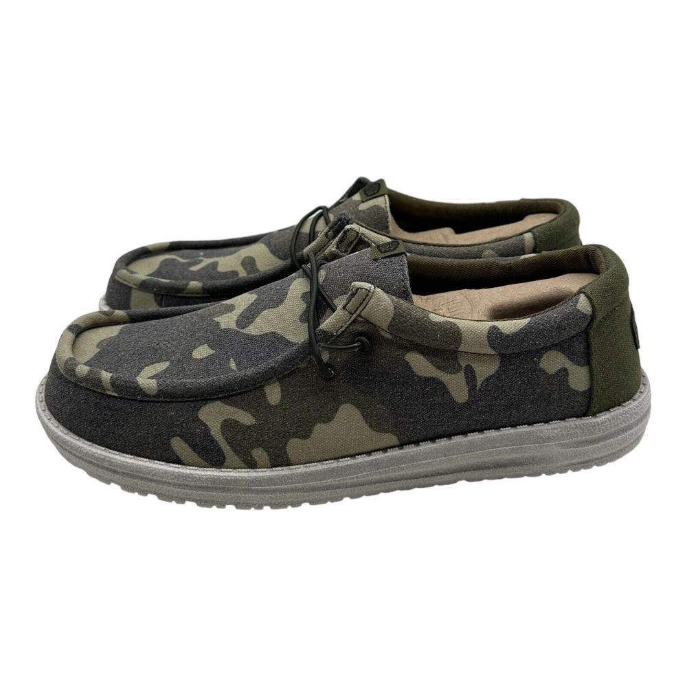 Hey Dude Wally Washed Camo Shoes Men's Size 12 Slip On Loafers - Brand New - Picture 5 of 9